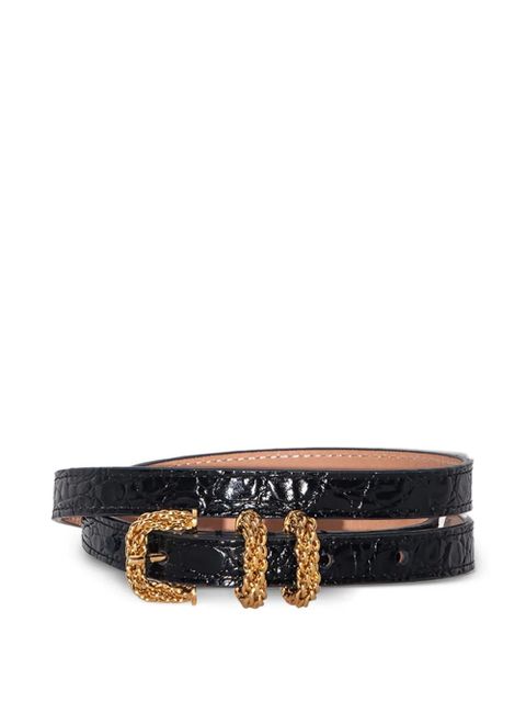 BY FAR embossed gold-tone buckle belt - Black - zdjęcie produktu nr 1