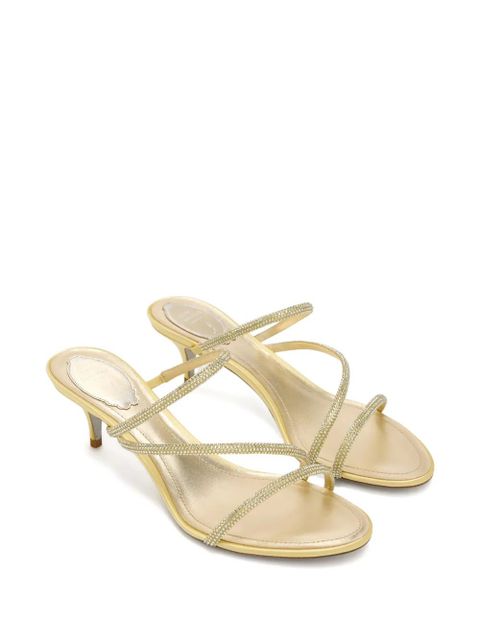 René Caovilla Cleo embellished-strap kitten-heel sandals - Gold