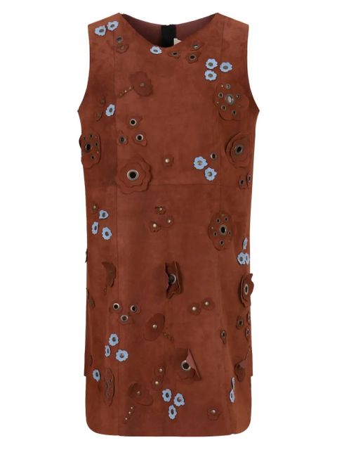 Marni daisy-appliqué studded mini dress - Brown - zdjęcie produktu nr 1