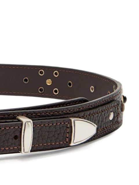 LEMAIRE studded grained-leather belt - Brown - zdjęcie produktu nr 2