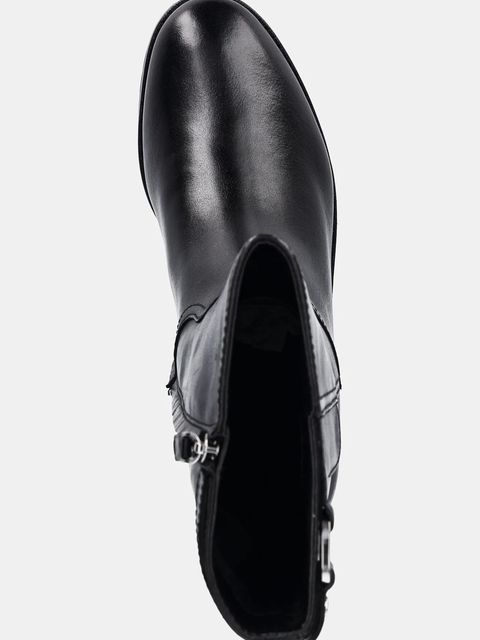 Lauren Ralph Lauren botki skórzane Tasha Mid kolor czarny na płaskim obcasie 802P06251001