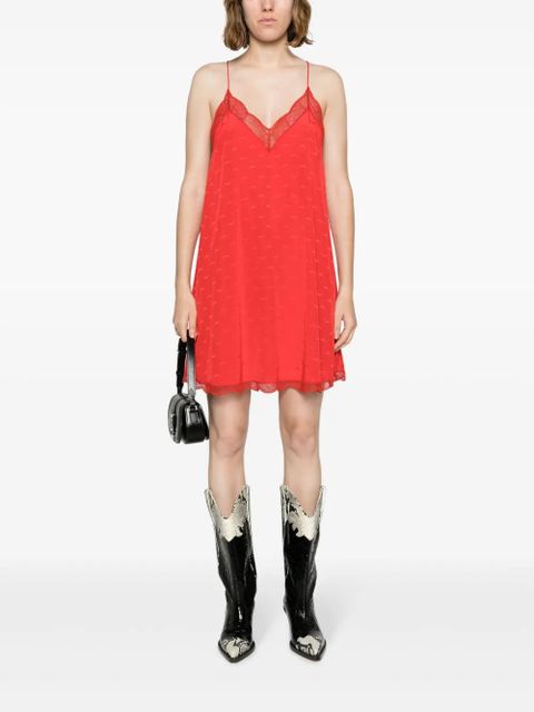 Zadig&Voltaire Christy Jac wings-motif lace-trim silk dress - Red