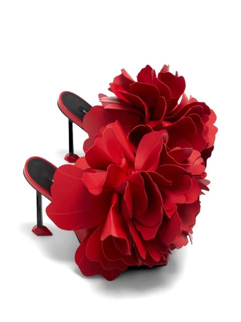 Givenchy Boudoir floral-appliqué leather heeled sandals - Red