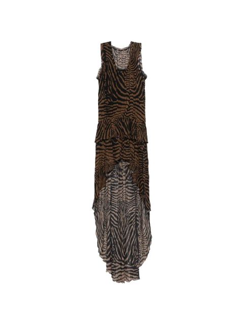 Blumarine ruffled zebra-print mini dress - Black - zdjęcie produktu nr 1