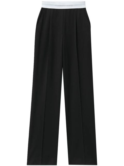 Alexander Wang pleat-detail logo-waistband trousers - Black - zdjęcie produktu nr 1
