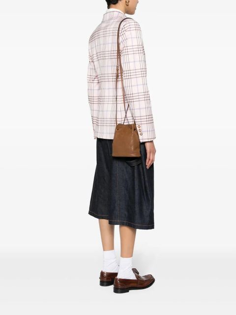 Miu Miu mini logo-embossed bucket bag - Brown