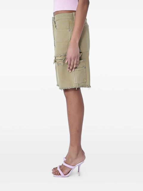 Alexander Wang zip-detail distressed-frayed mid-rise carpenter cotton shorts - Neutrals - zdjęcie produktu nr 2