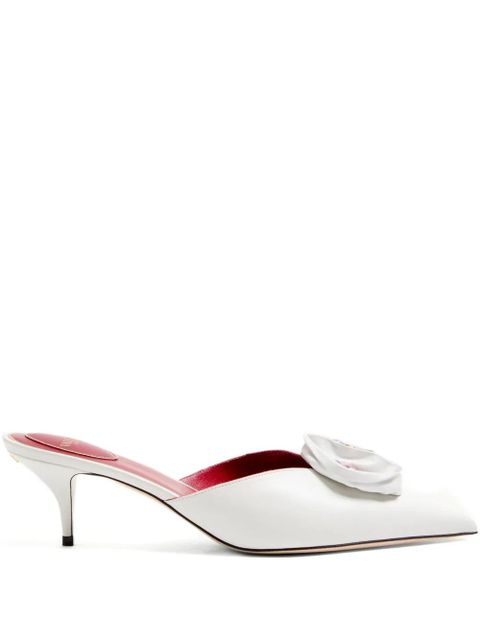 Valentino Garavani 55mm Drip Rose leather mules - White