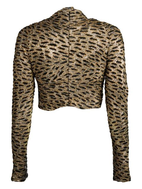 Rabanne animal-print long-sleeve top - Brown