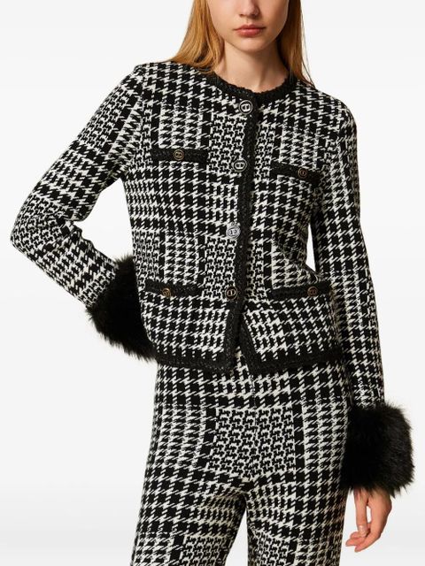 TWINSET checked faux fur-trim jacket - Black - zdjęcie produktu nr 2