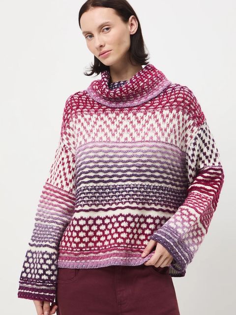 Medicine sweter z domieszką wełny damski kolor multicolor ciepły z golfem - zdjęcie produktu nr 1