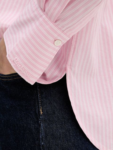 Barbour koszula z dodatkiem bawełny Rosie damska kolor różowy relaxed z kołnierzykiem klasycznym LSH1721