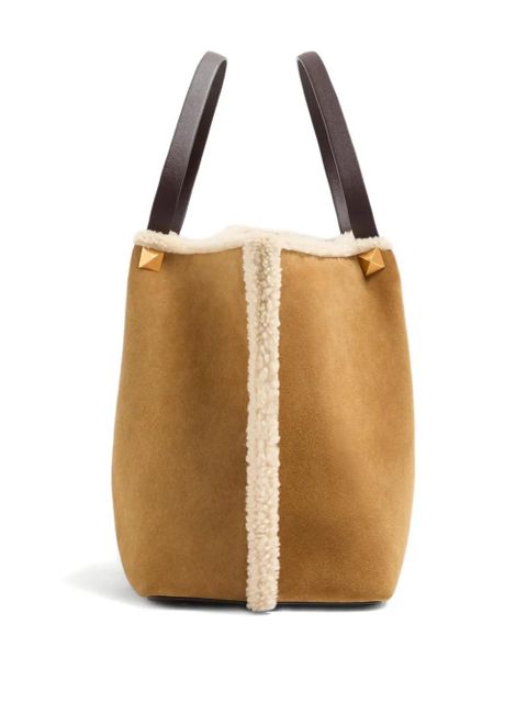 Valentino Garavani medium VLogo Signature suede tote bag - Neutrals