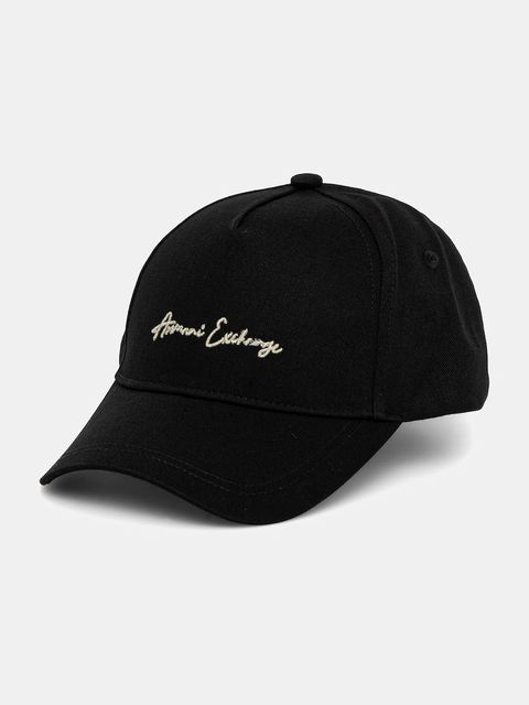Armani Exchange czapka z daszkiem bawełniana kolor czarny z aplikacją XW000956 AF13848 - zdjęcie produktu nr 1