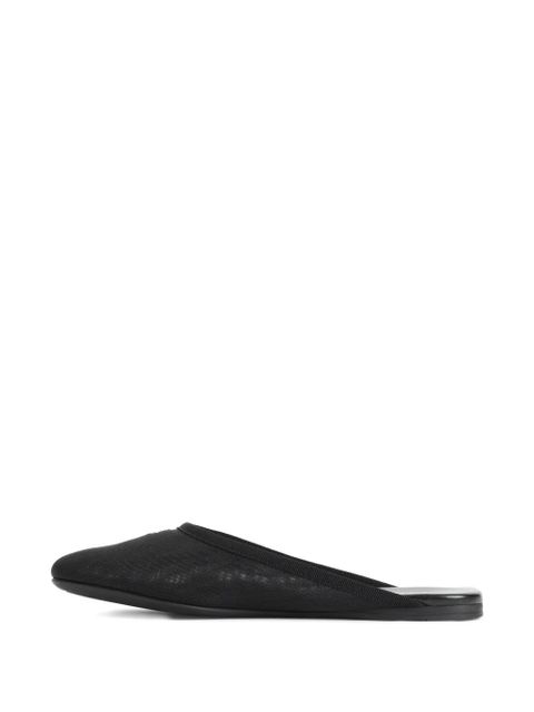 Miu Miu logo-embroidered flat mules - Black
