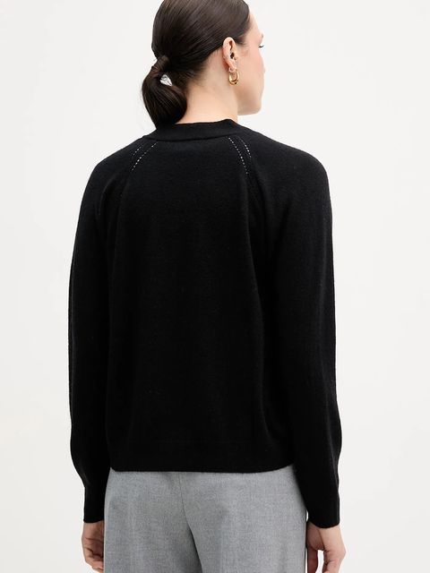 Sisley kardigan z dodatkiem wełny damski kolor czarny lekki 102HM602Q