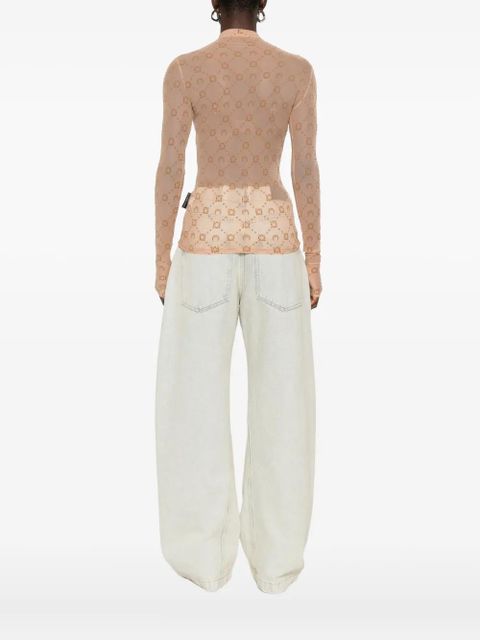 Marine Serre floral moon-pattern top - Brown