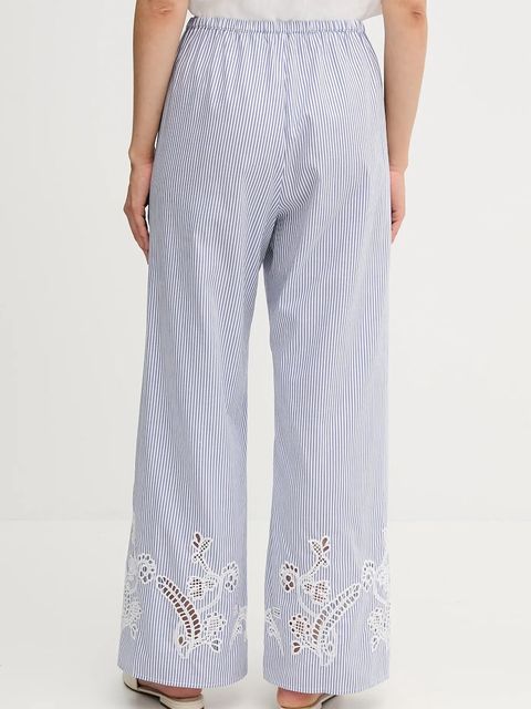 Tommy Hilfiger spodnie bawełniane damskie kolor niebieski szerokie high waist WW0WW46108