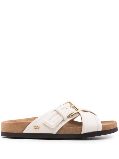 Valentino Garavani VLogo-plaque leather slides - Neutrals - zdjęcie produktu nr 1