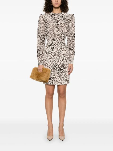 Alessandra Rich leopard-print silk mini skirt - Neutrals