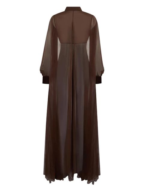 Valentino Garavani collared ruffled maxi dress - Brown - zdjęcie produktu nr 2