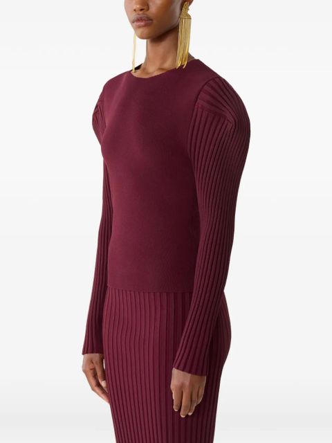 Lanvin ruffled-detail long-sleeve sweater - Red