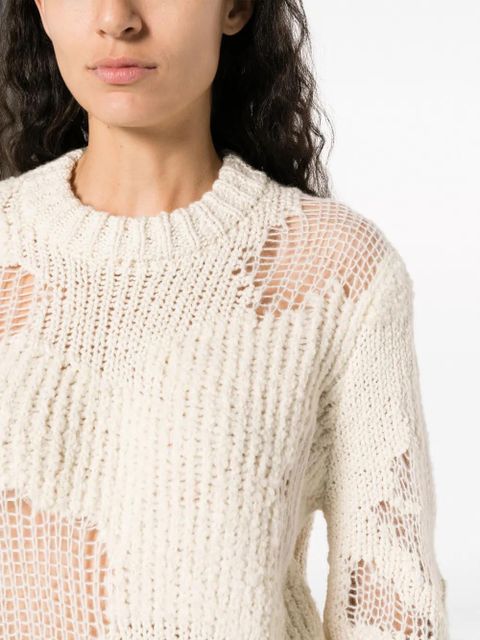 Chloé Generous chunky-knit distressed jumper - White