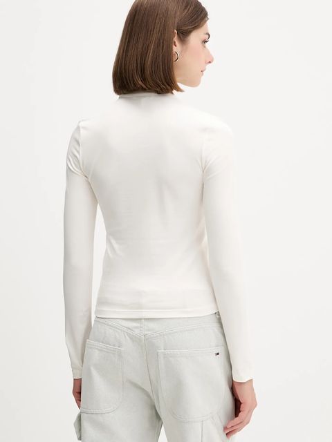 Tommy Jeans longsleeve kolor beżowy z półgolfem DW0DW21567