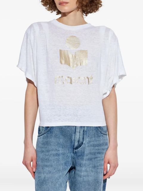 MARANT ÉTOILE logo-print linen T-shirt - White