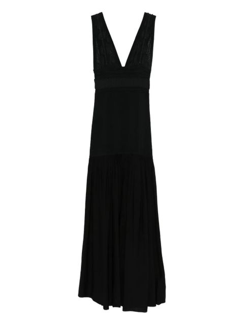 SANDRO V-neck knitted maxi dress - Black - zdjęcie produktu nr 1