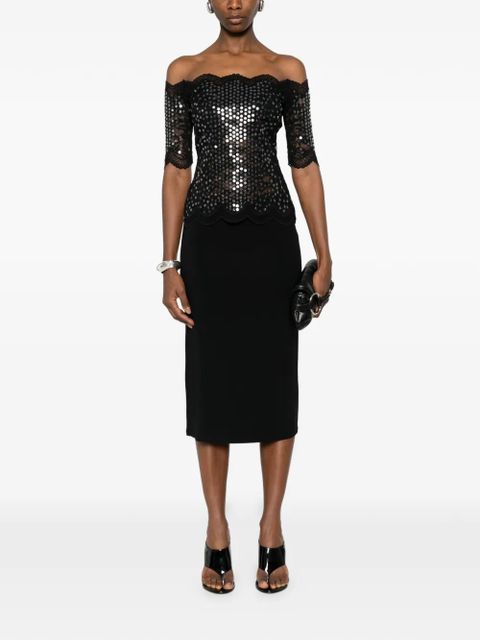 Rabanne sequin lace top - Black - zdjęcie produktu nr 2