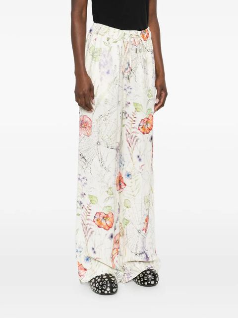 Alexander McQueen floral print trousers - Neutrals