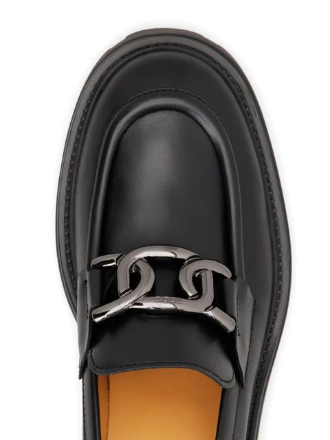 Tod's logo-buckle leather loafers - Black