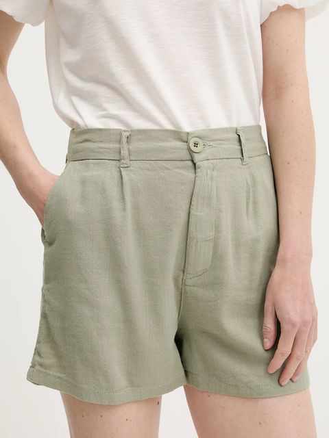 Answear.LAB szorty damskie kolor zielony gładkie high waist