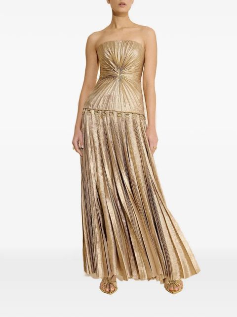 Acler Fintry pleated strapless maxi dress - Gold - zdjęcie produktu nr 2