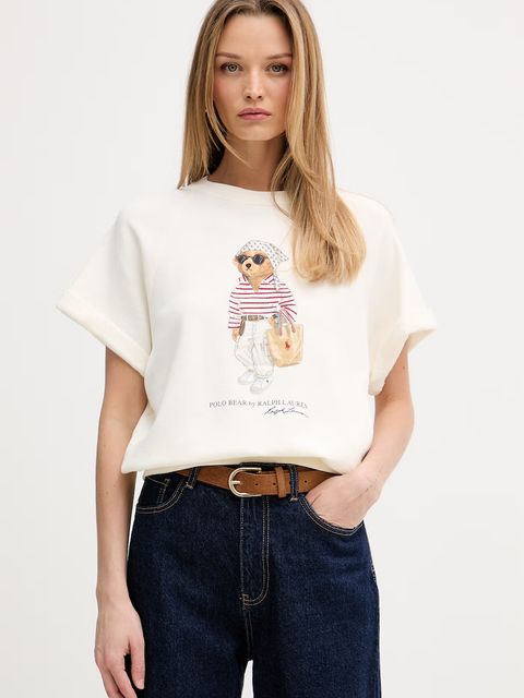 Polo Ralph Lauren T-shirt damski bawełniany ISLAND FLEECE-KNT-SWEATSHIRT - zdjęcie produktu nr 1