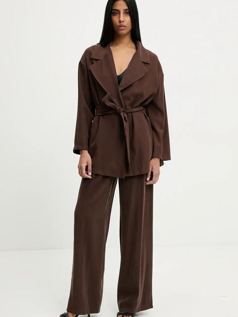 Answear.LAB marynarka kolor brązowy oversize gładka - zdjęcie produktu nr 2