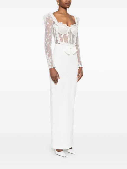 Alessandra Rich lace bow maxi dress - Neutrals