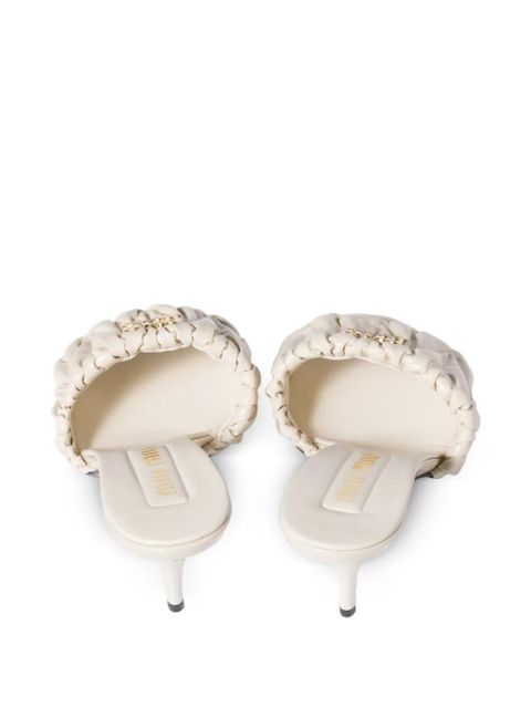 Miu Miu matelassé patent nappa leather mules - Neutrals