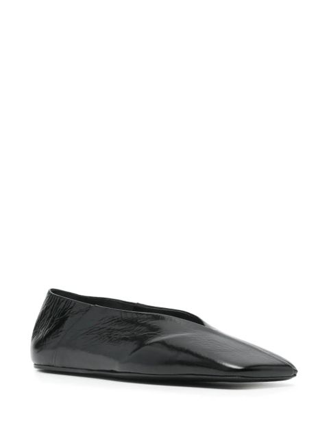 Jil Sander square-toe leather ballerina shoes - Black - zdjęcie produktu nr 2