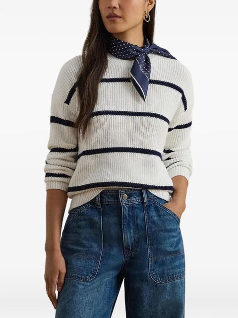 Lauren Ralph Lauren striped ribbed-knit sweater - White