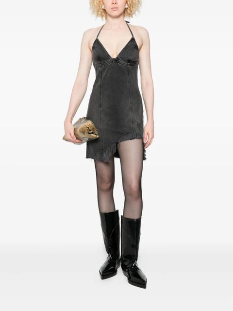 Blumarine halter-neck frayed denim dress - Grey - zdjęcie produktu nr 2