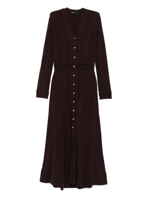 Maje cable-knit buttoned dress - Brown