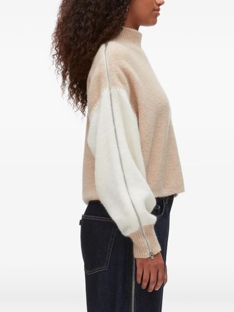 3.1 Phillip Lim colour-block zip-sleeve turtleneck - Neutrals
