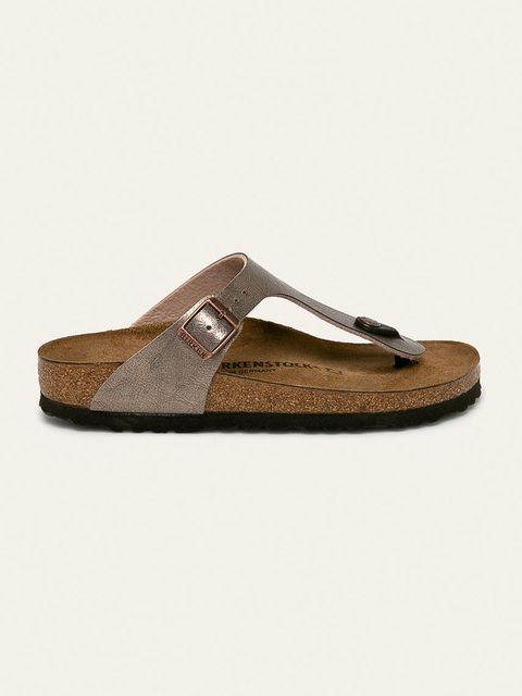 Birkenstock japonki Gizeh damskie kolor brązowy na płaskim obcasie 1016145
