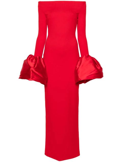 Solace London Talia oversized-cuffs gown - Red - zdjęcie produktu nr 1