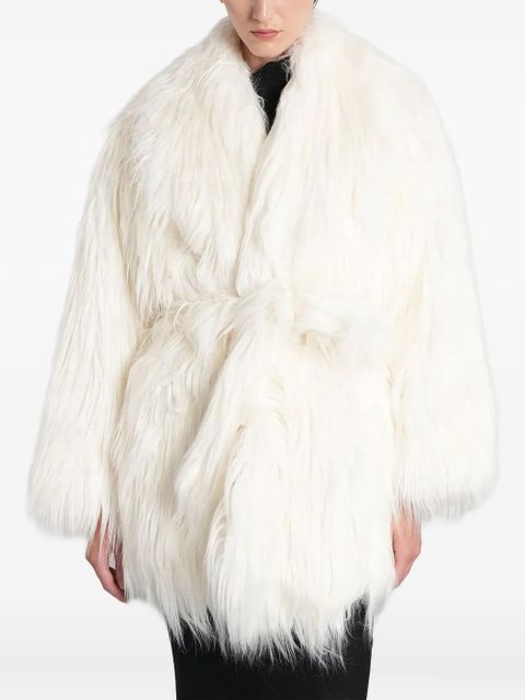 ENTIRE STUDIOS belted faux-fur coat - White - zdjęcie produktu nr 1
