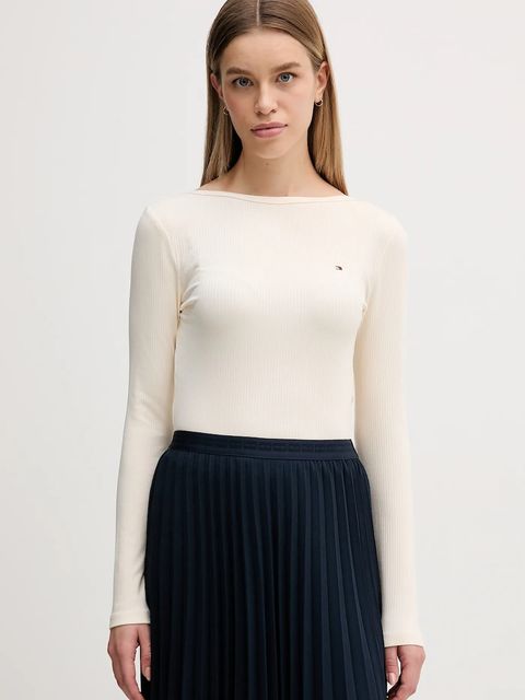 Tommy Hilfiger longsleeve kolor beżowy WW0WW47309 - zdjęcie produktu nr 1