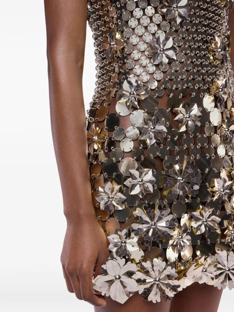 Rabanne flower-appliqué mini dress - Gold