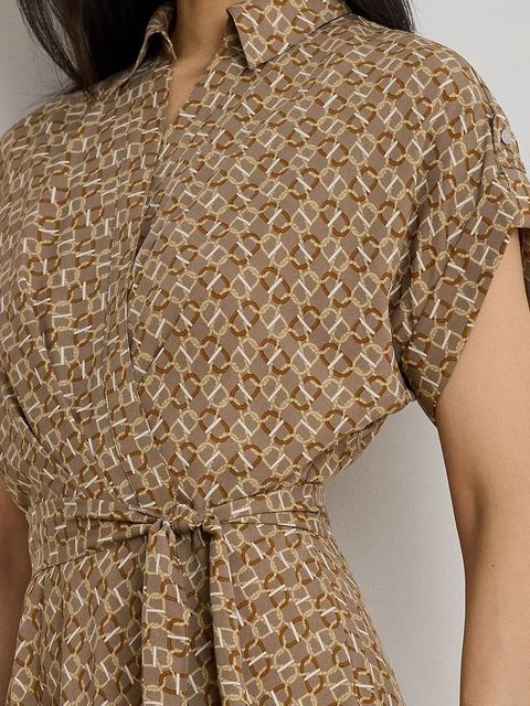 Lauren Ralph Lauren sukienka kolor brązowy midi rozkloszowana 200979615